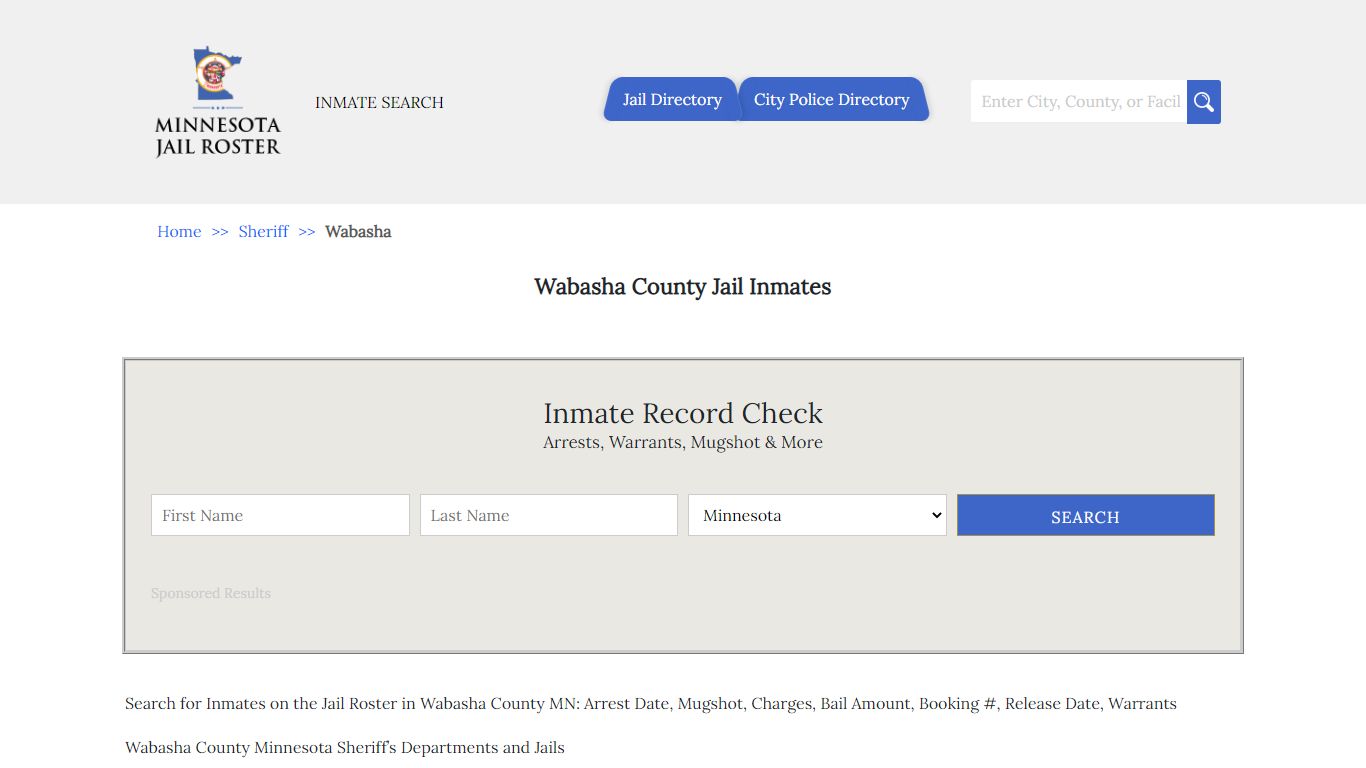 Wabasha County Jail Inmates | Jail Roster Search - Minnesota Jail Roster